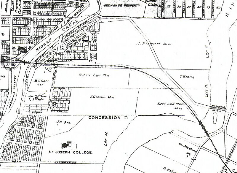 This is a black and white photo of a map of Old Ottawa East.